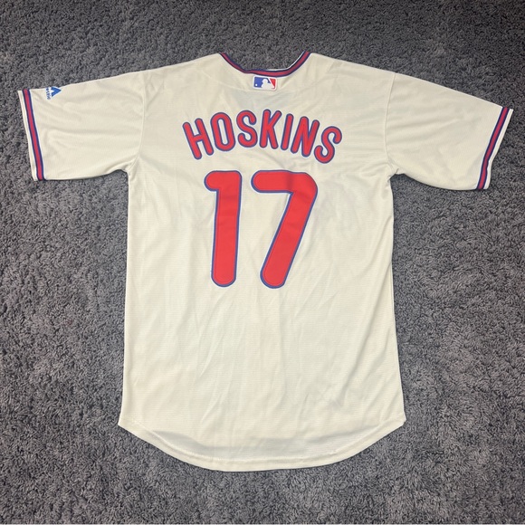 Philadelphia Phillies Majestic Jersey Men's Small MLB Baseball Rhys Hoskins #17 - Picture 6 of 8